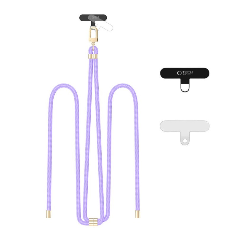 TECH-PROTECT C7S Ремък за носене през рамо с въже LAVENDER/GOLD - 5906302371990