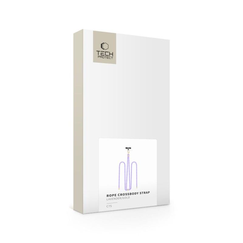 TECH-PROTECT C7S Ремък за носене през рамо с въже LAVENDER/GOLD - 5906302371990