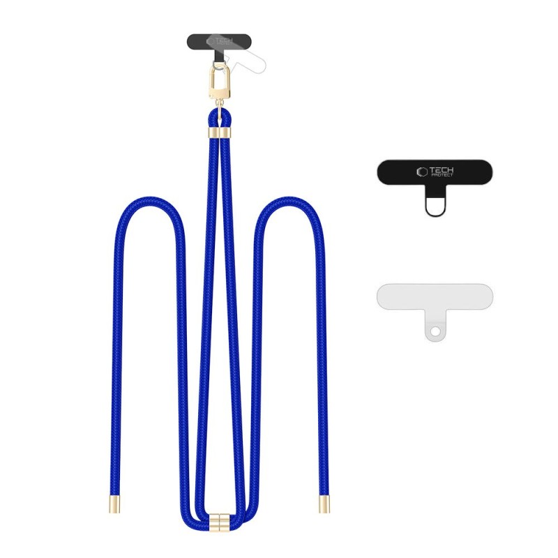 TECH-PROTECT C7S въжен презрамъчен колан за носене на телефон Cobalt Blue/Gold - 5906302372065