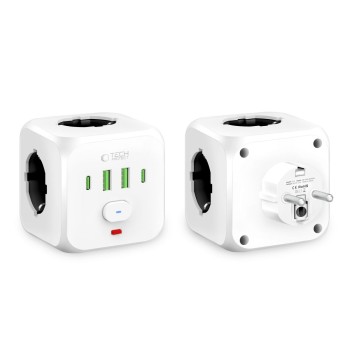 Tech-Protect PCL3X4 захранващ мултиразклонител 2×USB-A, 2×USB-C и 3×контакт (бял) Tech-Protect PCL3X4 захранващ мултиразклонител 2×USB-A, 2×USB-C и 3×контакт (бял)
