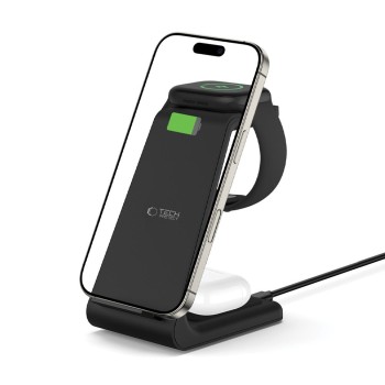 TECH-PROTECT QI15W-A36 3-в-1 безжично зарядно за Apple (черно)