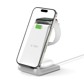 TECH-PROTECT QI15W-A36 3в1 безжично зарядно за Apple (бяло)