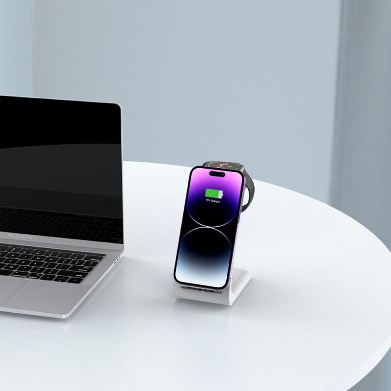TECH-PROTECT QI15W-A36 3в1 безжично зарядно за Apple (бяло) - TECH-PROTECT QI15W-A36 3в1 безжично зарядно за Apple (бяло) - 5906302372157