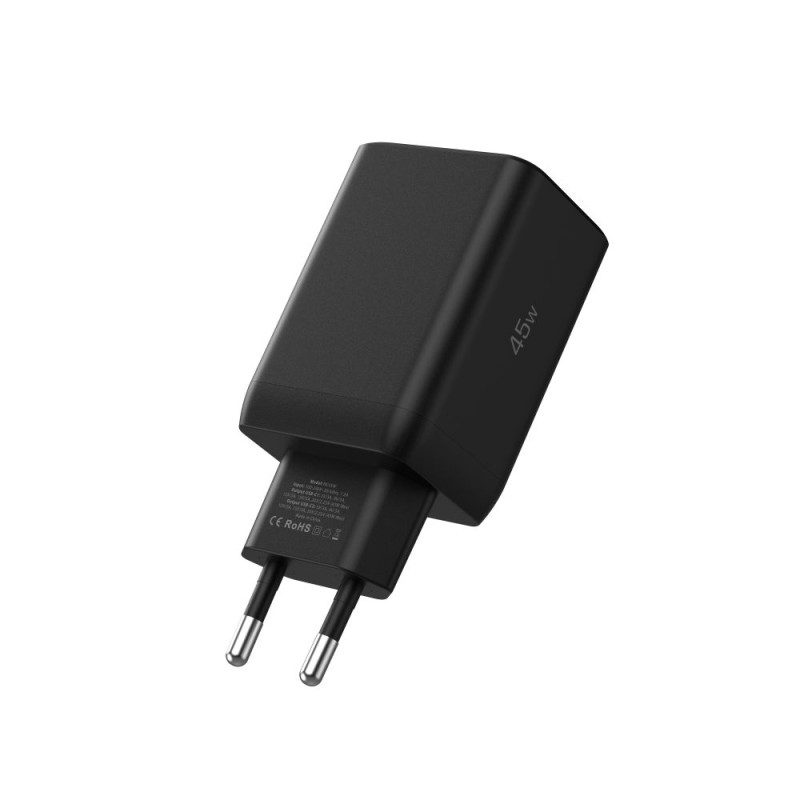 Tech-Protect NC45W-GAN 2-портова мрежова зарядна PD 45W, черна - Tech-Protect NC45W-GAN 2-портова мрежова зарядна PD 45W, черна - 5906302372386