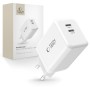 TECH-PROTECT NC45W-GAN 2-портова мрежова зарядна с PD 45W, бяла