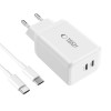TECH-PROTECT NC45W-GAN 2-портово мрежово зарядно PD 45W + USB-C кабел (бяло) - TECH-PROTECT NC45W-GAN 2-портово мрежово зарядно PD 45W + USB-C кабел (бяло) - 5906302372409