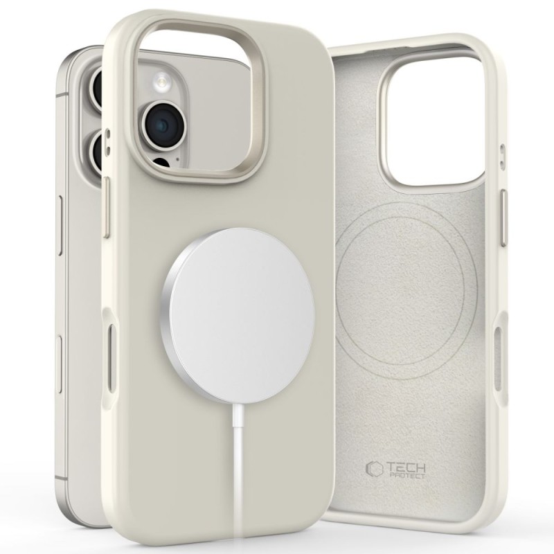 TECH-PROTECT Silicone Pure MagSafe за iPhone 16 Pro Cosmic Latte - 5906302372584
