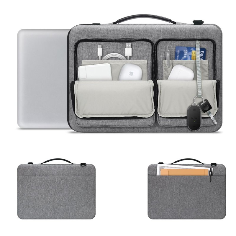 Tech-Protect Defender Bag за лаптоп 15–16 инча, Crayon Grey - Tech-Protect Defender Bag за лаптоп 15–16 инча, Crayon Grey - 5906302372966
