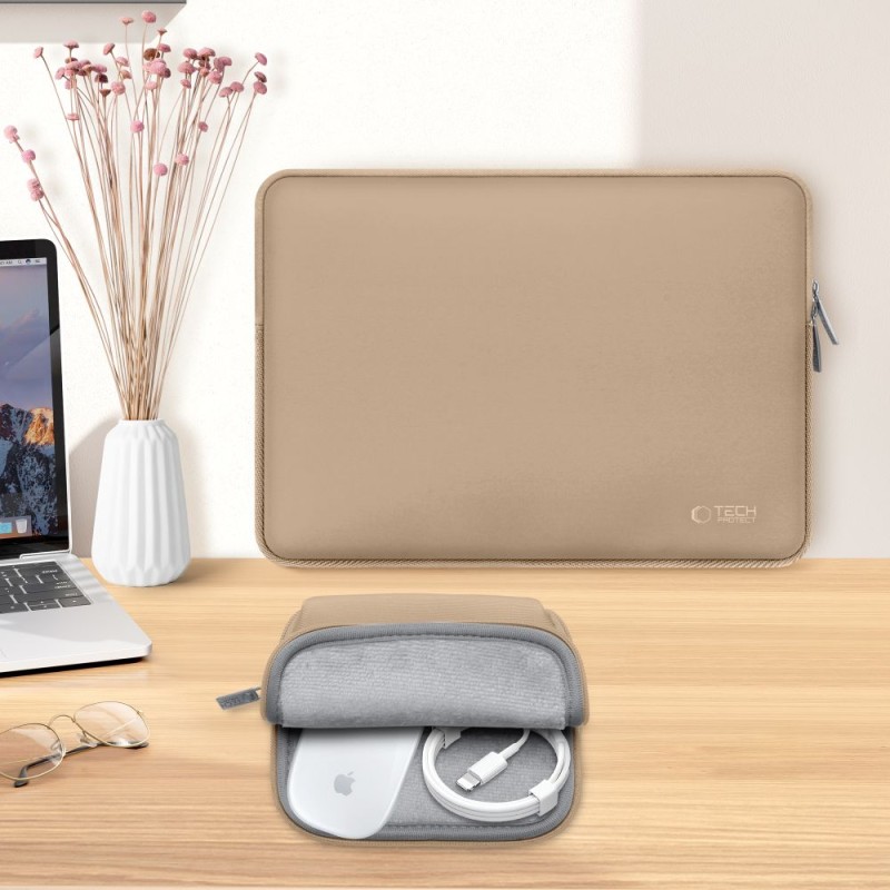 TECH-PROTECT NEOSLIM Калъф за лаптоп 13-14 Caffe Latte (комплект с mini торбичка) - TECH-PROTECT NEOSLIM Калъф за лаптоп 13-14 Caffe Latte (комплект с mini торбичка) - 5906302374915