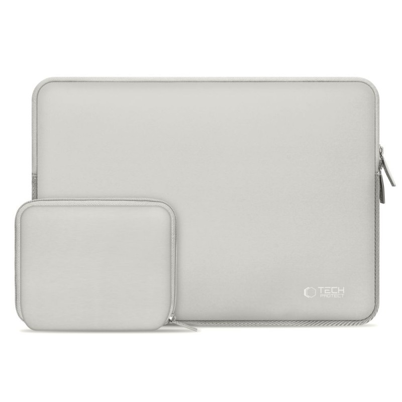 Tech-Protect NeoSlim калъф за лаптоп 15-16 инча, Crayon Grey (в комплект с мини чанта) - Tech-Protect NeoSlim калъф за лаптоп 15-16 инча, Crayon Grey (в комплект с мини чанта) - 5906302374977