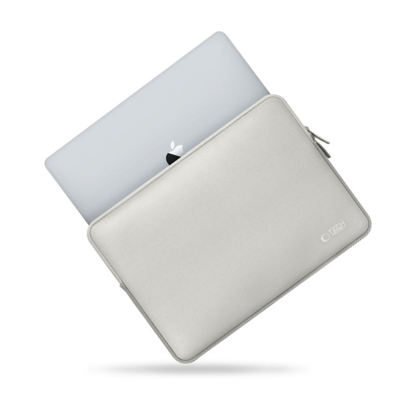 Tech-Protect NeoSlim калъф за лаптоп 15-16 инча, Crayon Grey (в комплект с мини чанта) - Tech-Protect NeoSlim калъф за лаптоп 15-16 инча, Crayon Grey (в комплект с мини чанта) - 5906302374977