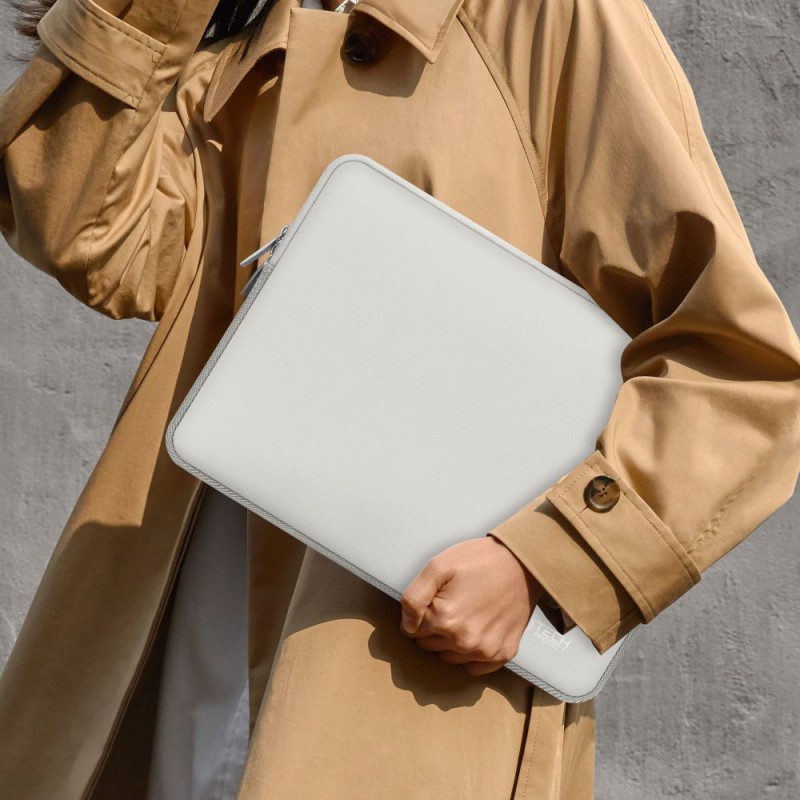 Tech-Protect NeoSlim калъф за лаптоп 15-16 инча, Crayon Grey (в комплект с мини чанта) - Tech-Protect NeoSlim калъф за лаптоп 15-16 инча, Crayon Grey (в комплект с мини чанта) - 5906302374977