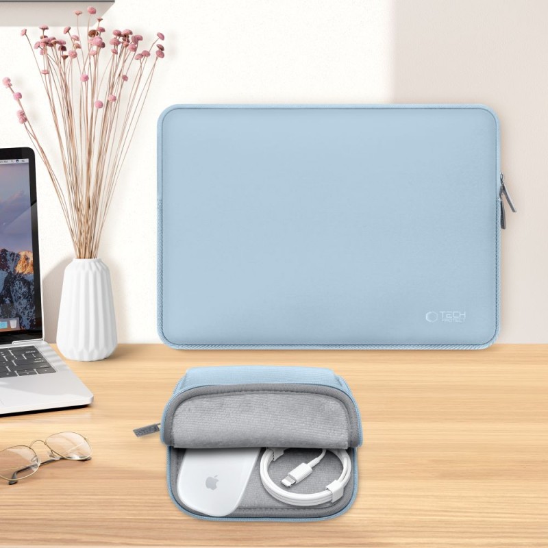 Tech-Protect NeoSlim калъф за лаптоп 15–16 Winter Blue + мини несесер - Tech-Protect NeoSlim калъф за лаптоп 15–16 Winter Blue + мини несесер - 5906302374984