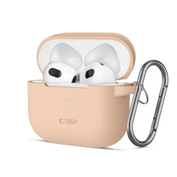 TECH-PROTECT силиконов калъф с карабинер за APPLE AirPods 3 (caffe latte)