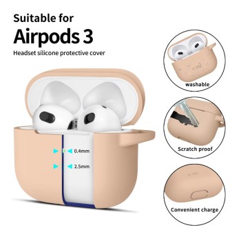 TECH-PROTECT силиконов калъф с карабинер за APPLE AirPods 3 (caffe latte) TECH-PROTECT силиконов калъф с карабинер за APPLE AirPods 3 (caffe latte)