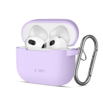 TECH-PROTECT Силиконов калъф с карабинер за Apple AirPods 3 Лавандула