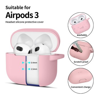 TECH-PROTECT силиконов калъф с карабинер за Apple AirPods 3 Dusty Pink TECH-PROTECT силиконов калъф с карабинер за Apple AirPods 3 Dusty Pink
