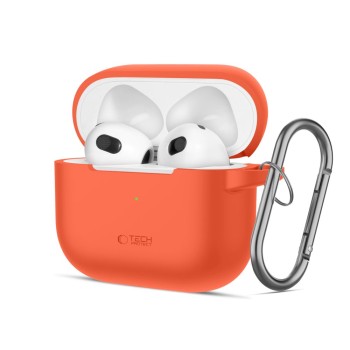 TECH-PROTECT Силиконов калъф с кука за Apple AirPods 3 неон оранжев