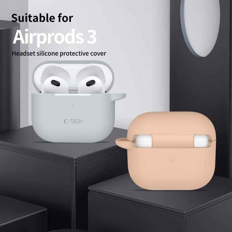 TECH-PROTECT Силиконов калъф с кука за Apple AirPods 3 неон оранжев - 5906302375134