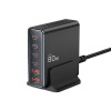 Tech-Protect DC80W-GAN Desktop зарядно с 6 порта PD 80W / QC3.0 черно - 5906302375448