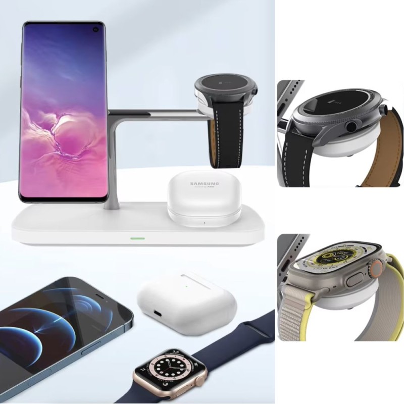 TECH-PROTECT QI15W-A45 3в1 магнитно MagSafe безжично зарядно бяло - TECH-PROTECT QI15W-A45 3в1 магнитно MagSafe безжично зарядно бяло - 5906302375615