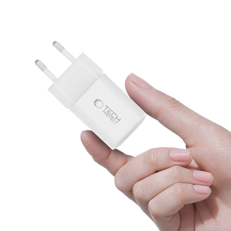 Tech-Protect NCM33 2-портова мрежова зарядна PD 33W / QC3.0 бяла - Tech-Protect NCM33 2-портова мрежова зарядна PD 33W / QC3.0 бяла - 5906302375752
