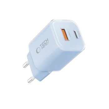 TECH-PROTECT NCM33 2-портов мрежов зарядeн адаптер PD 33W / QC3.0, бебешко син TECH-PROTECT NCM33 2-портов мрежов зарядeн адаптер PD 33W / QC3.0, бебешко син