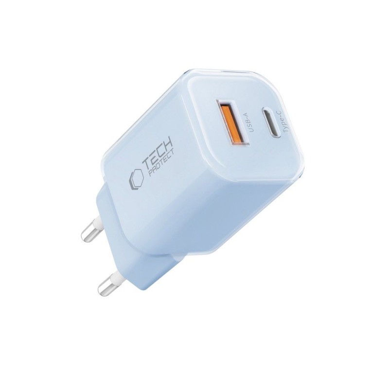 TECH-PROTECT NCM33 2-портов мрежов зарядeн адаптер PD 33W / QC3.0, бебешко син - 5906302375769
