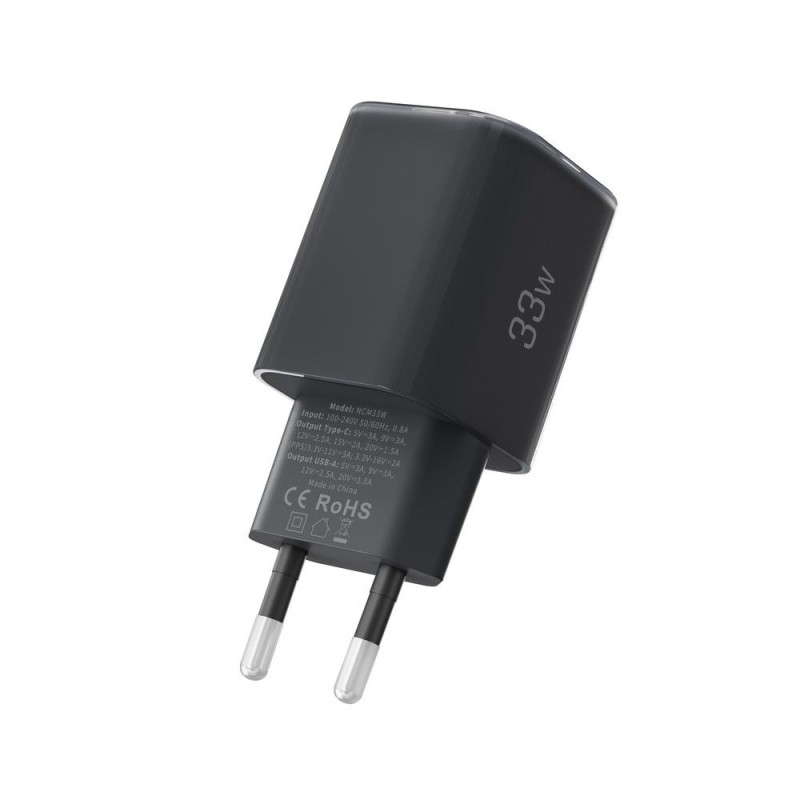 Tech-Protect NCM33 двупортово мрежово зарядно PD 33W / QC3.0 (черно) - Tech-Protect NCM33 двупортово мрежово зарядно PD 33W / QC3.0 (черно) - 5906302375783