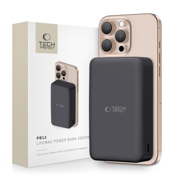 Tech-Protect PB12 LifeMag MagSafe Power Bank 20000 mAh Черен