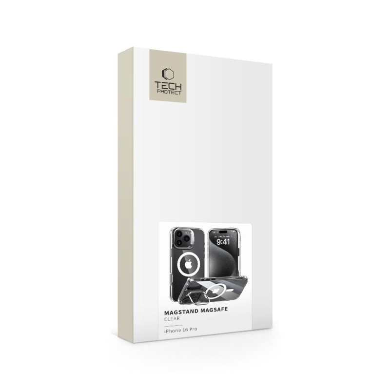 TECH-PROTECT Magstand MagSafe кейс за iPhone 16 Pro прозрачен - TECH-PROTECT Magstand MagSafe кейс за iPhone 16 Pro прозрачен - 5906302375844