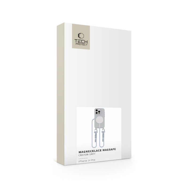 TECH-PROTECT MAGNECKLACE MAGSAFE за iPhone 14 Pro (Crayon Grey) - TECH-PROTECT MAGNECKLACE MAGSAFE за iPhone 14 Pro (Crayon Grey) - 5906302376070