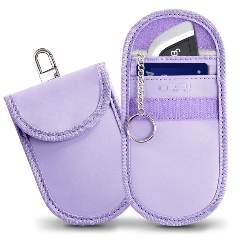 Клатка (Фарадеева) Tech-Protect KLR100 Pouch за безключов RFID сигнал блокер, лавандула - 5906302376209