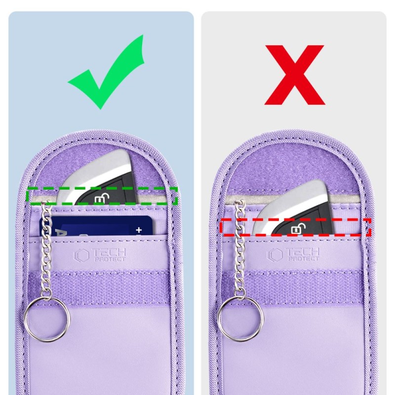 Клатка (Фарадеева) Tech-Protect KLR100 Pouch за безключов RFID сигнал блокер, лавандула - 5906302376209