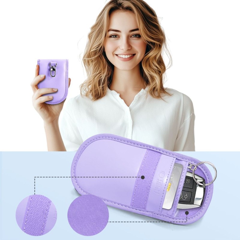 Клатка (Фарадеева) Tech-Protect KLR100 Pouch за безключов RFID сигнал блокер, лавандула - 5906302376209
