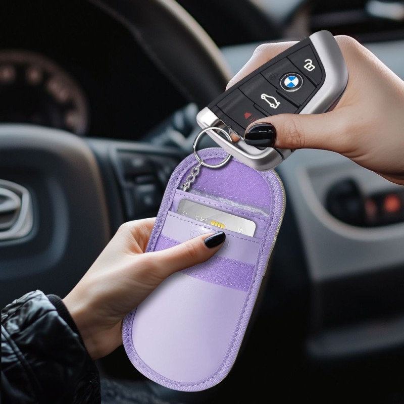 Клатка (Фарадеева) Tech-Protect KLR100 Pouch за безключов RFID сигнал блокер, лавандула - 5906302376209