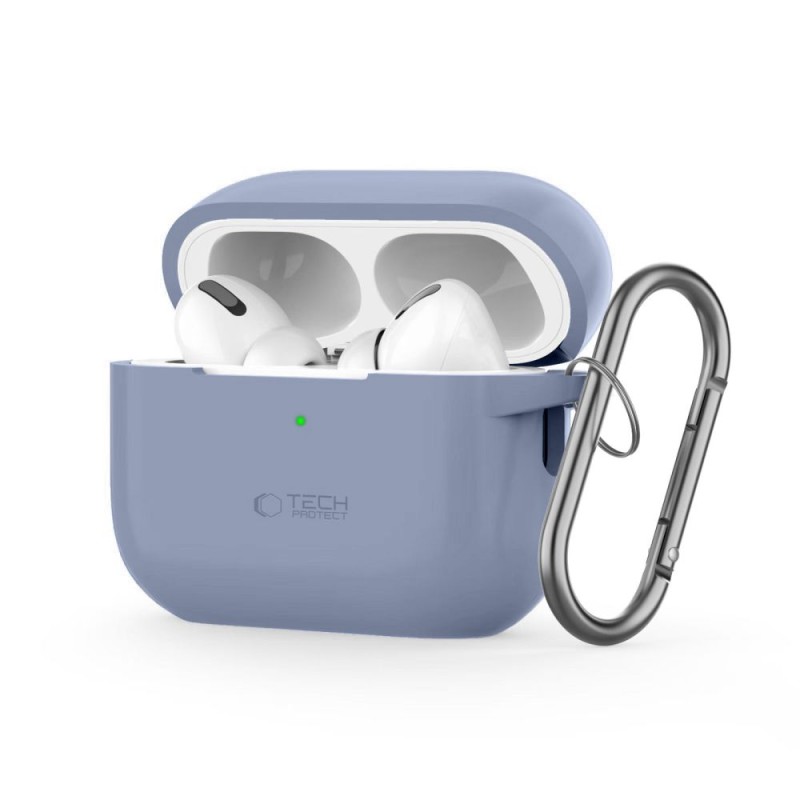 TECH-PROTECT силиконов калъф с карабинер за Apple AirPods Pro 1/2, бебешко синьо
