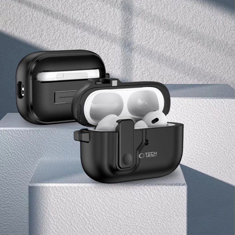 TECH-PROTECT SLIM HOOK Кейс за Apple AirPods Pro 1/2 (черен) - TECH-PROTECT SLIM HOOK Кейс за Apple AirPods Pro 1/2 (черен) - 5906302376261