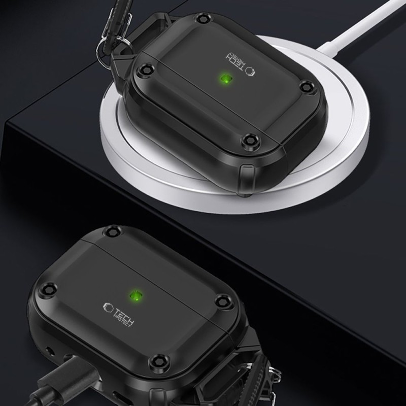 TECH-PROTECT Rough Hook Калъф за Apple AirPods Pro 1/2, черен - TECH-PROTECT Rough Hook Калъф за Apple AirPods Pro 1/2, черен - 5906302376278