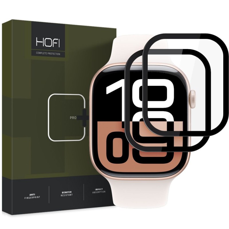Hofi Hybrid Pro+ хибридно стъкло за Apple Watch 10/11 (42 мм) – 2 броя, черно - Hofi Hybrid Pro+ хибридно стъкло за Apple Watch 10/11 (42 мм) – 2 броя, черно - 5906302376483