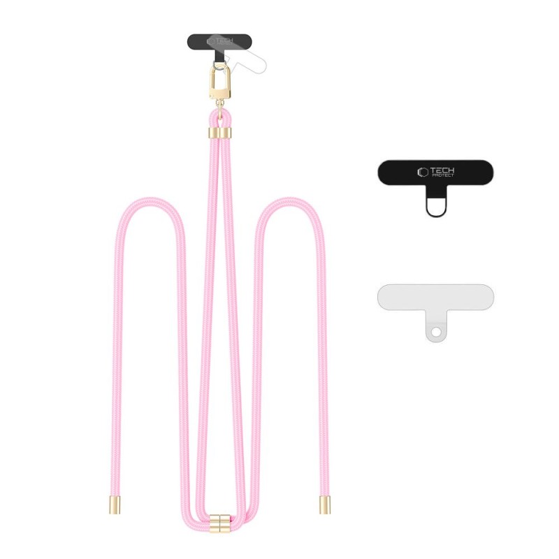 TECH-PROTECT C7S Шнур/каишка за през рамо за телефон, Baby Pink/Gold (rope crossbody) - TECH-PROTECT C7S Шнур/каишка за през рамо за телефон, Baby Pink/Gold (rope crossbody) - 5906302376636