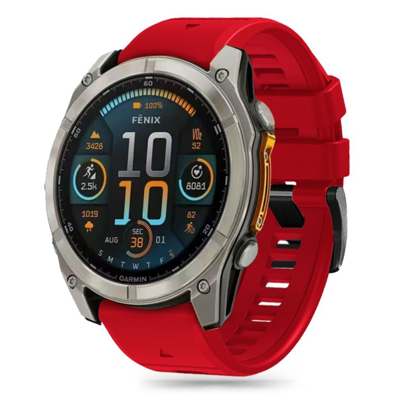 Tech-Protect Silicone Line каишка за Garmin Fenix 5X / 5X Plus / 6X / 6X Pro / 7X / 8 / 8 Pro (51 мм) – червена - 5906302376780
