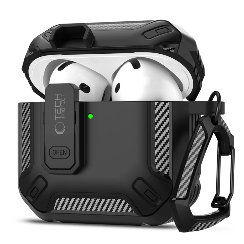 TECH-PROTECT CARBONOX Калъф за Apple AirPods 4 Black - TECH-PROTECT CARBONOX Калъф за Apple AirPods 4 Black - 5906302380312