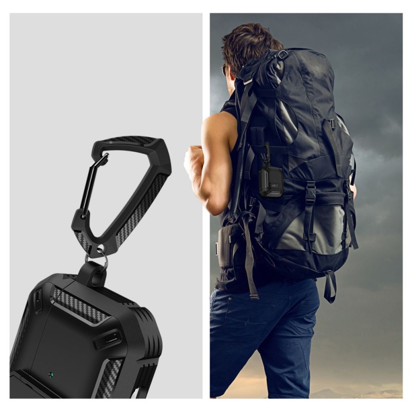TECH-PROTECT CARBONOX Калъф за Apple AirPods 4 Black - TECH-PROTECT CARBONOX Калъф за Apple AirPods 4 Black - 5906302380312