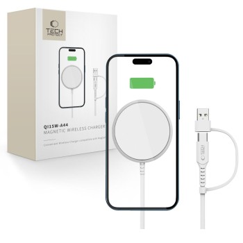 TECH-PROTECT QI15W-A44 Магнитно MagSafe безжично зарядно 15W (бяло)