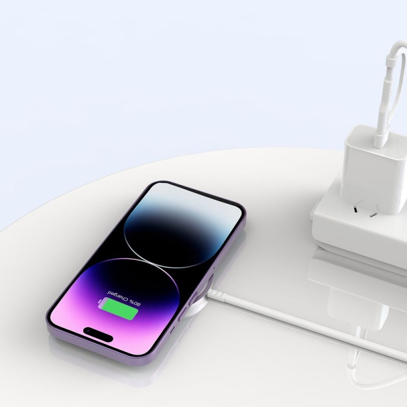 TECH-PROTECT QI15W-A44 Магнитно MagSafe безжично зарядно 15W (бяло) - TECH-PROTECT QI15W-A44 Магнитно MagSafe безжично зарядно 15W (бяло) - 5906302380329