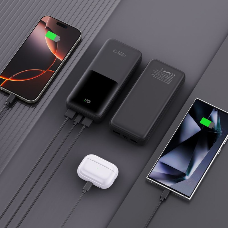 Tech-Protect PB02 Power Bank 20000mAh 22.5W Черен - Tech-Protect PB02 Power Bank 20000mAh 22.5W Черен - 5906302380503