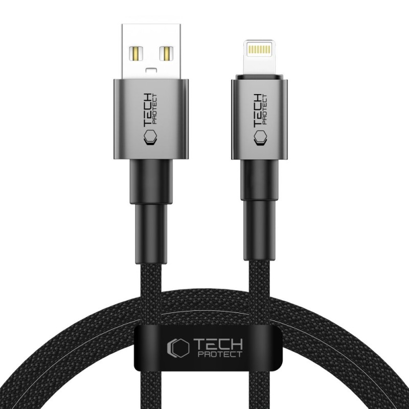 TECH-PROTECT UltraBoost DNA кабел Lightning 15W/3A, 100 см, Iron Grey - 5906302380855