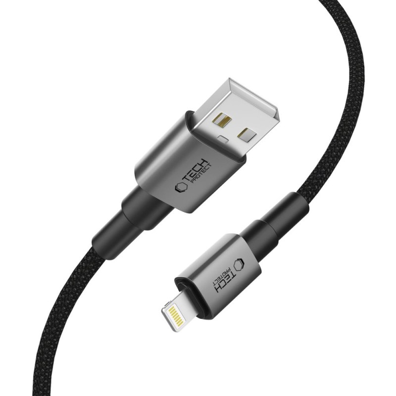TECH-PROTECT UltraBoost DNA кабел Lightning 15W/3A, 100 см, Iron Grey - 5906302380855