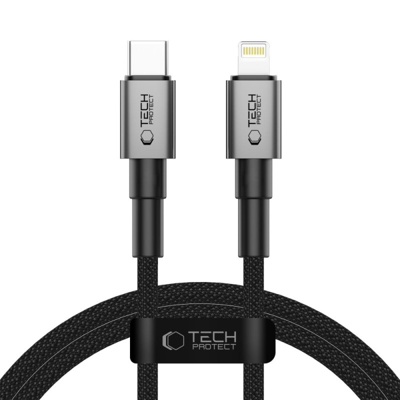 TECH-PROTECT ULTRABOOST DNA Lightning кабел с Power Delivery 27W/3A, 100 см, iron grey - 5906302380879